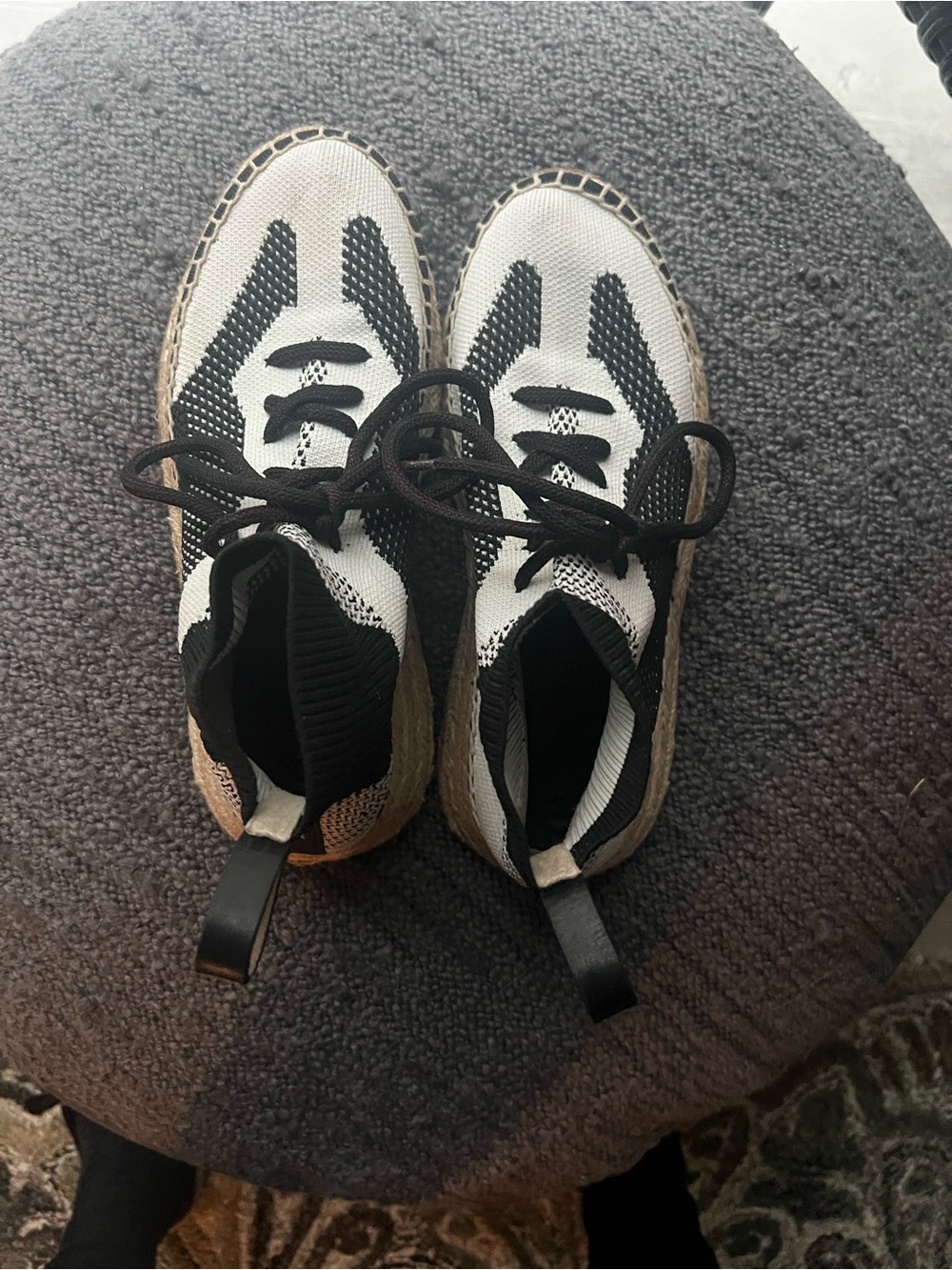Alexander Wang Black and White Knit Espadrille Ankle Boots